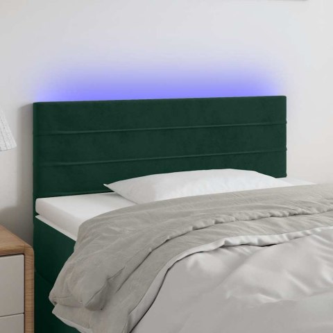 VidaXL Zagłówek do łóżka z LED, ciemnozielony, 90x5x78/88 cm, aksamit