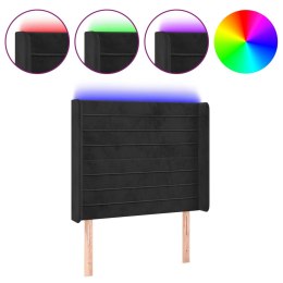 VidaXL Zagłówek do łóżka z LED, czarny, 103x16x118/128 cm, aksamit