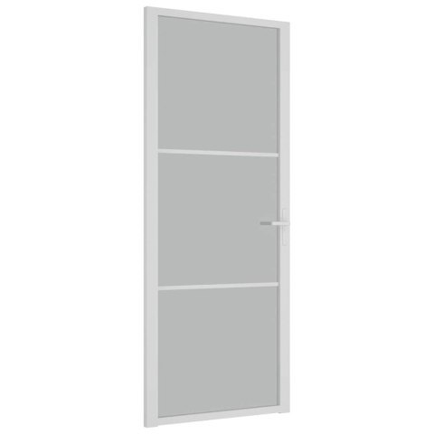 VidaXL Drzwi wewnętrzne, 83x201,5 cm, białe, matowe szkło i aluminium