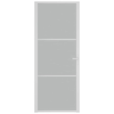 VidaXL Drzwi wewnętrzne, 83x201,5 cm, białe, matowe szkło i aluminium