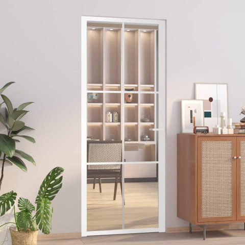 VidaXL Drzwi wewnętrzne, 83x201,5 cm, białe, szkło ESG i aluminium