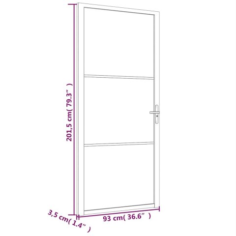 VidaXL Drzwi wewnętrzne, 93x201,5 cm, białe, matowe szkło i aluminium