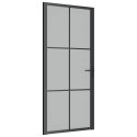 VidaXL Drzwi wewnętrzne, 93x201,5 cm, czarne, matowe szkło i aluminium