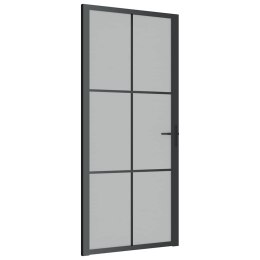 VidaXL Drzwi wewnętrzne, 93x201,5 cm, czarne, matowe szkło i aluminium