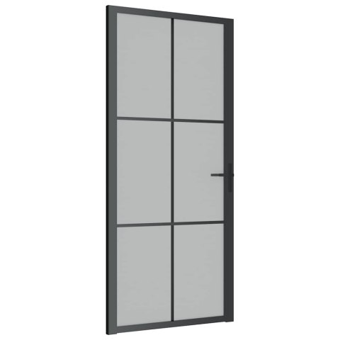 VidaXL Drzwi wewnętrzne, 93x201,5 cm, czarne, matowe szkło i aluminium