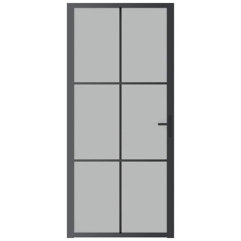VidaXL Drzwi wewnętrzne, 93x201,5 cm, czarne, matowe szkło i aluminium