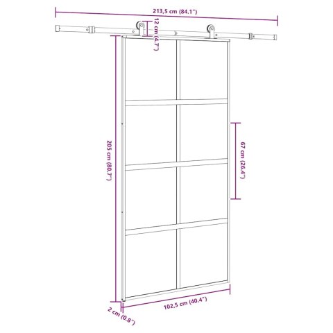 VidaXL Drzwi przesuwne z osprzętem, 102,5x205 cm, szkło i aluminium