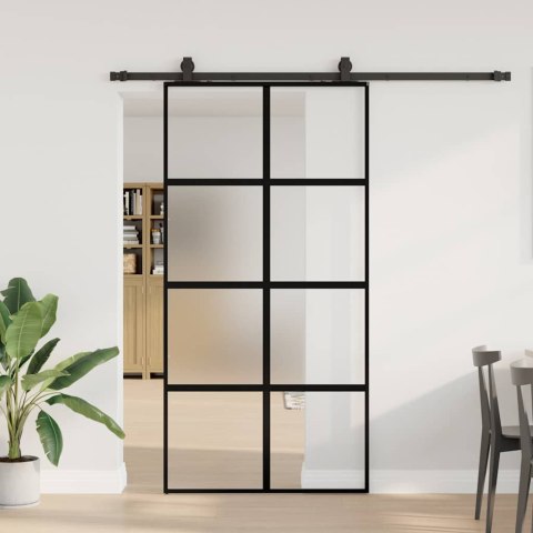 VidaXL Drzwi przesuwne z zestawem okuć czarne 102,5x205 cm
