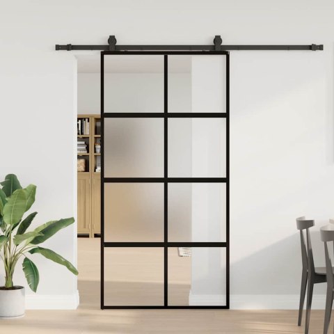 VidaXL Drzwi przesuwne z zestawem okuć czarne 102,5x205 cm
