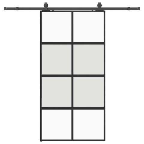 VidaXL Drzwi przesuwne z zestawem okuć czarne 102,5x205 cm