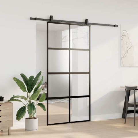 VidaXL Drzwi przesuwne z zestawem okuć czarne 102,5x205 cm