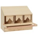 VidaXL Gniazdo dla kur, 3 przegrody, 72x33x54 cm, lite drewno sosnowe