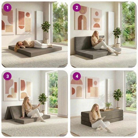 VidaXL Składana Sofa Łóżko 120 x 67 x 45 cm jasnoszary