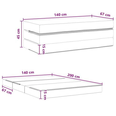 VidaXL Składana Sofa Łóżko 140 x 67 x 45 cm Czarny