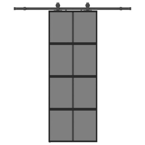 VidaXL Drzwi przesuwne z zestawem okuć czarne 76x205cm szkło hartowane