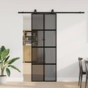 VidaXL Drzwi przesuwne z zestawem okuć czarne 76x205cm szkło hartowane