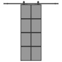 VidaXL Drzwi przesuwne z zestawem okuć czarne 76x205cm szkło hartowane