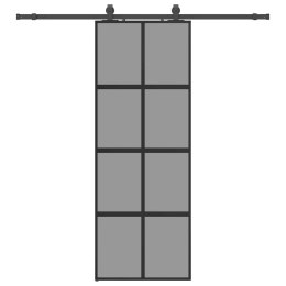 VidaXL Drzwi przesuwne z zestawem okuć czarne 76x205cm szkło hartowane