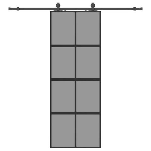VidaXL Drzwi przesuwne z zestawem okuć czarne 76x205cm szkło hartowane