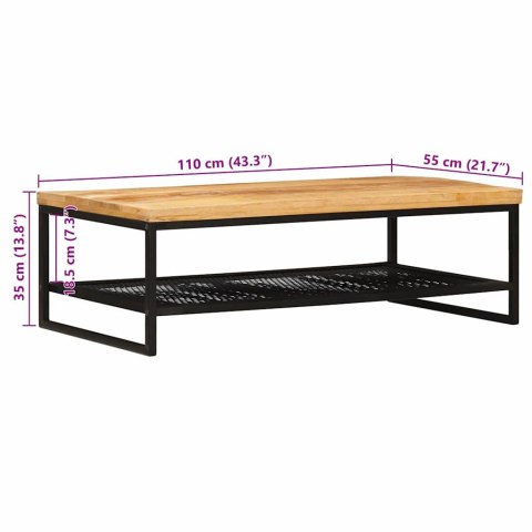 STOLIK KAWOWY BRĄZOWY I CZARNY 110X55X35CM DREWNO Z MANGO