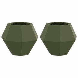 VidaXL Donica 2 pcs Zielony oliwkowy 50 x 50 x 40 cm Stal
