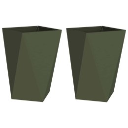 VidaXL Donica 2 pcs Zielony oliwkowy 50 x 50 x 75 cm Stal