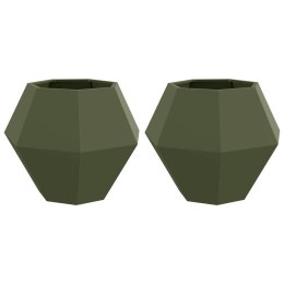 VidaXL Donica 2 pcs Zielony oliwkowy 75 x 75 x 60 cm Stal