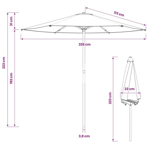 PARASOL OGRODOWA 230X230CM POLIESTER PROSTOKĄTNY