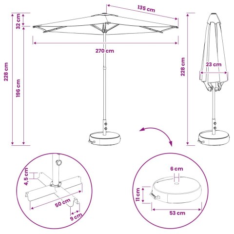PARASOL OGRODOWA 270X270CM POLIESTER PROSTOKĄTNY KREMOWY