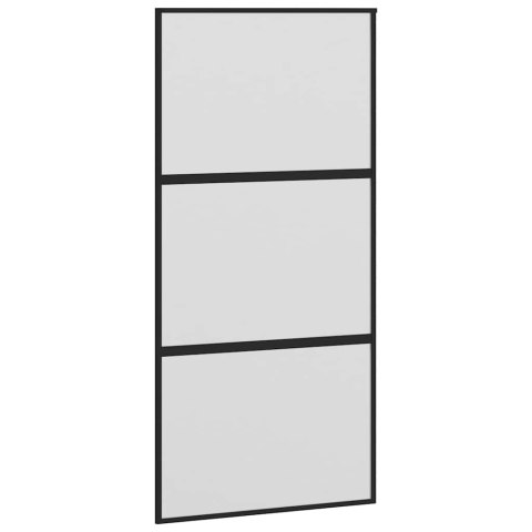 VidaXL Drzwi przesuwne, czarne, 102,5x205cm, szkło hartowane aluminium