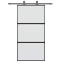 VidaXL Drzwi przesuwne, czarne, 102,5x205cm, szkło hartowane aluminium