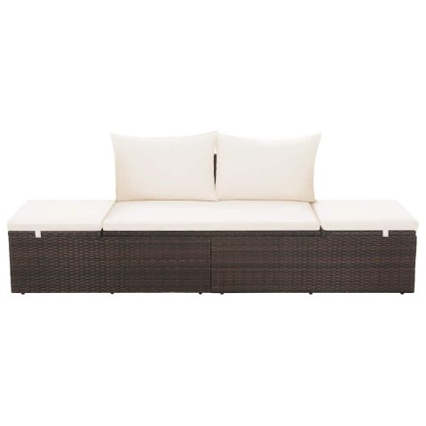 VidaXL Leżanka ogrodowa, brązowa, 195 x 60 cm, rattan PE