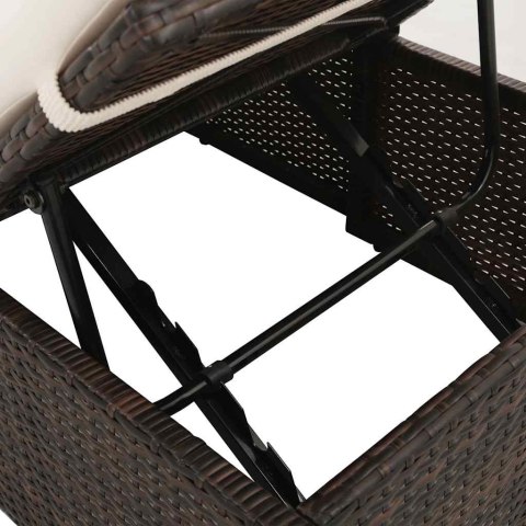 VidaXL Leżanka ogrodowa, brązowa, 195 x 60 cm, rattan PE