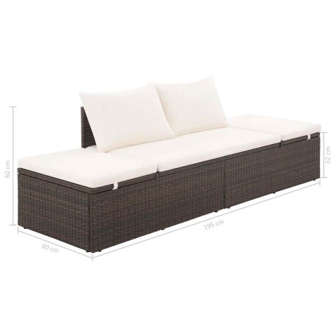 VidaXL Leżanka ogrodowa, brązowa, 195 x 60 cm, rattan PE
