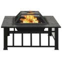 VidaXL Ogrodowe palenisko z pogrzebaczem, 81x81x47 cm, XXL, stal