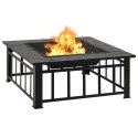 VidaXL Ogrodowe palenisko z pogrzebaczem, 81x81x47 cm, XXL, stal
