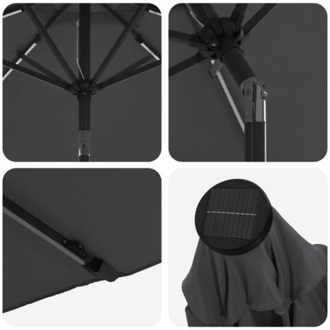 PARASOL OGRODOWY Z OŚWIETLENIEM LED I PODSTAWĄ 2,7 X 2,7 M