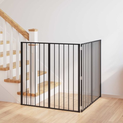 VidaXL Bramka dla psa 2 pcs Czarny 100 x 100 cm Stal Galwanizowana