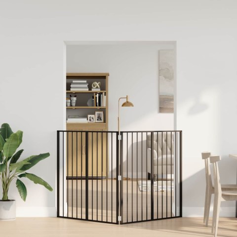 VidaXL Bramka dla psa 2 pcs Czarny 100 x 100 cm Stal Galwanizowana