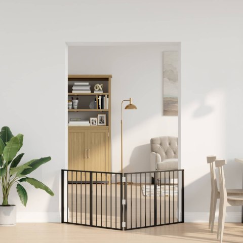VidaXL Bramka dla psa 2 pcs Czarny 100 x 60 cm Stal Galwanizowana