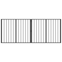 VidaXL Bramka dla psa 2 pcs Czarny 100 x 80 cm Stal Galwanizowana