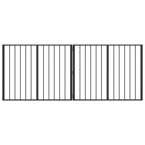 VidaXL Bramka dla psa 2 pcs Czarny 100 x 80 cm Stal Galwanizowana