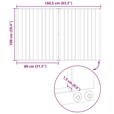 VidaXL Bramka dla psa 2 pcs Czarny 80 x 100 cm Stal Galwanizowana