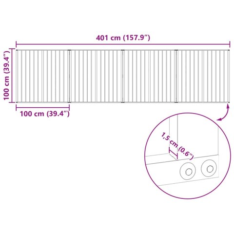 VidaXL Bramka dla psa 4 pcs Czarny 100 x 100 cm Stal Galwanizowana