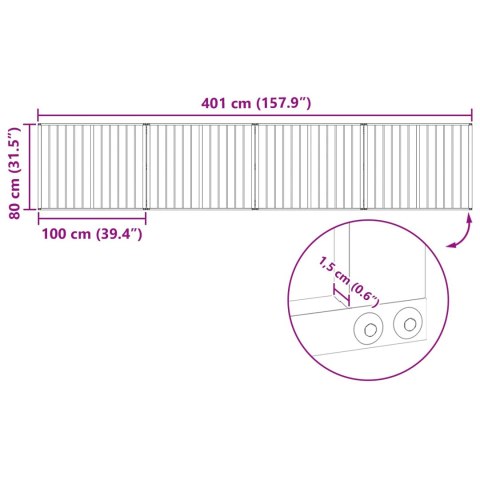 VidaXL Bramka dla psa 4 pcs Czarny 100 x 80 cm Stal Galwanizowana