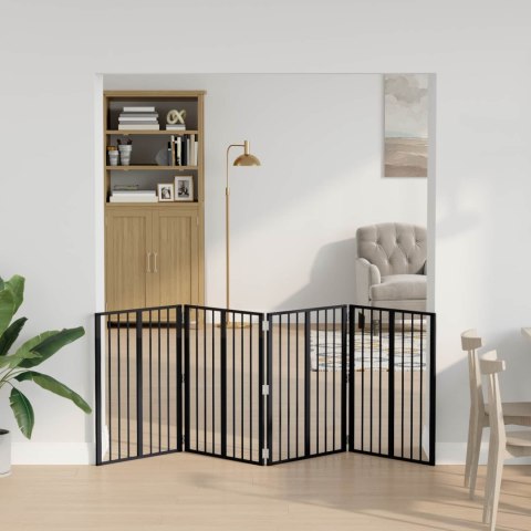 VidaXL Bramka dla psa 4 pcs Czarny 60 x 80 cm Stal Galwanizowana