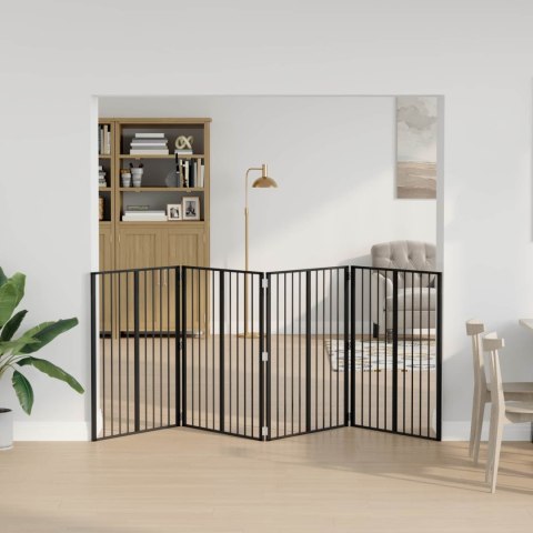 VidaXL Bramka dla psa 4 pcs Czarny 80 x 100 cm Stal Galwanizowana
