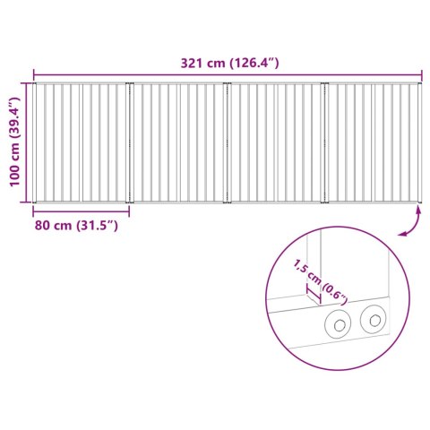 VidaXL Bramka dla psa 4 pcs Czarny 80 x 100 cm Stal Galwanizowana