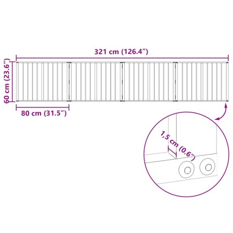 VidaXL Bramka dla psa 4 pcs Czarny 80 x 60 cm Stal Galwanizowana