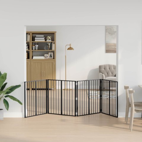 VidaXL Bramka dla psa 4 pcs Czarny 80 x 80 cm Stal Galwanizowana